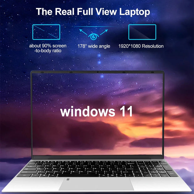 15.6' Office Study Laptop Computer Windows 11 32GB DDR4 1TB SSD N95 Unlock Notebook PC Computer FHD Display