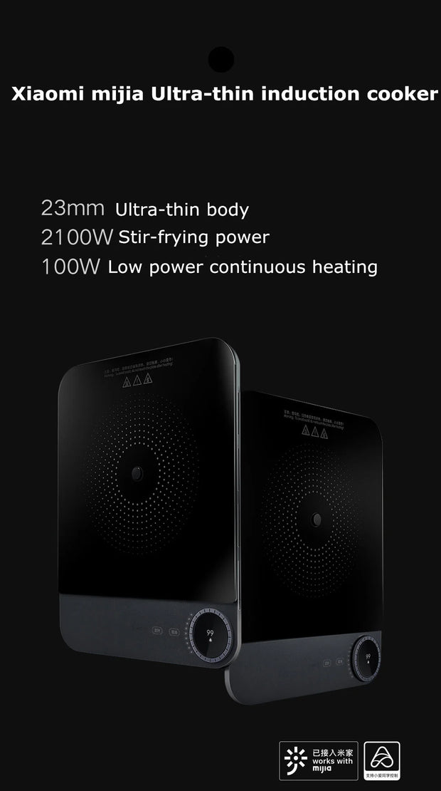 XIAOMI Mijia Ultradunne inductiekookplaat 2100W Smart Home inductiekookplaat 23mm ultradunne inductiekookplaat Verbind met Mijia APP