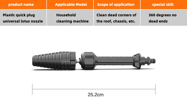 Car washing machine accessories, universal lotus rotating nozzle, suitable for car roof, car chassis, body cleaning