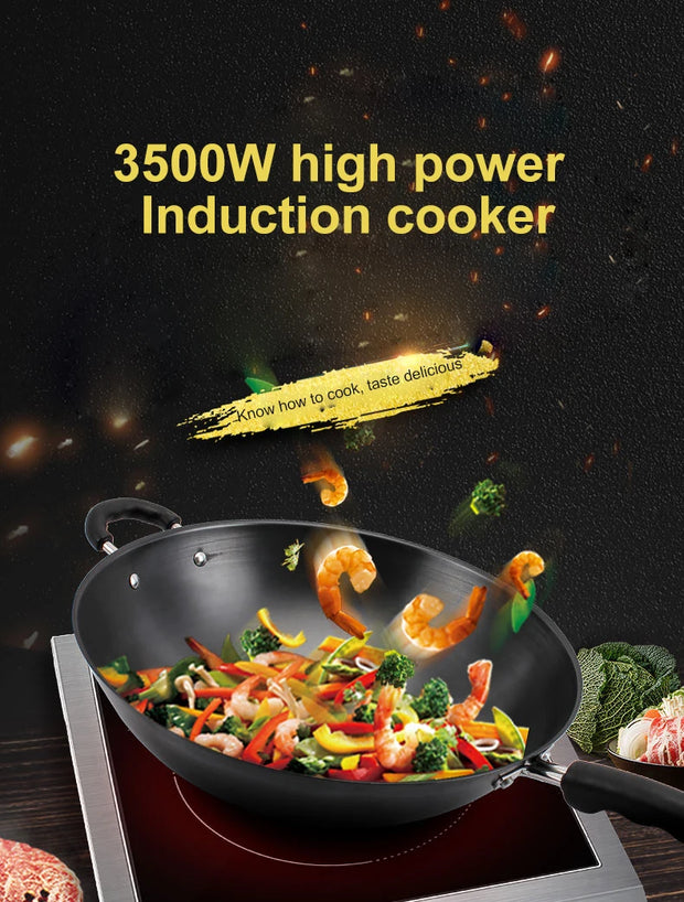 DMWD Commercial 3500W Electromagnetic Induction Cooker Waterproof Hotpot Heating Cooktop Soup Stir-fry Cooking Stove EU US Plug