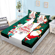 Christmas Fitted Sheet Set Cartoon Santa Claus Mattress Cover With Elastic Twin Full Queen King Size For Kids Boys Bed Linen