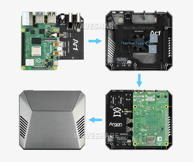 Argon ONE M.2 Case for Raspberry Pi 4 Model B M.2 SATA SSD to USB 3.0 Board Support UASP Built-in Fan Aluminum Case for RPI 4