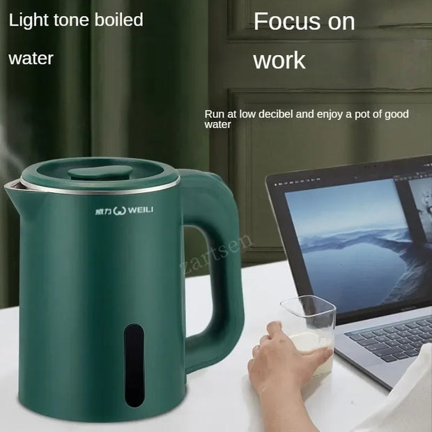 Portable Electric Kettle Insulated 1000ml  220V Double Layer Stainless Steel Fast Water Boiler for Travel