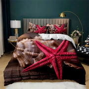 Starfish Seashell Duvet Cover Pillow Cases Bedding Set King Queen Twin Single Size Bed Set with Pillowcase No Sheet