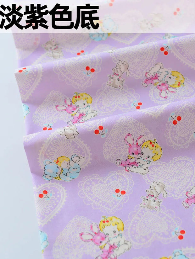 Pure Cotton Fabric Love Animals Baby and Children Cartoon Printed for Sewing Bed Sheet and Quilt Cover Handmade by Half Meter