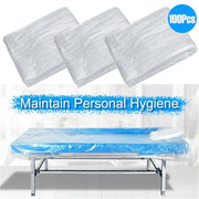 100Pcs Disposable Plastic Couch Cover Bedspread SPA Massage Treatment Table Sheets Transparent Beauty Bed Durable Easy Install