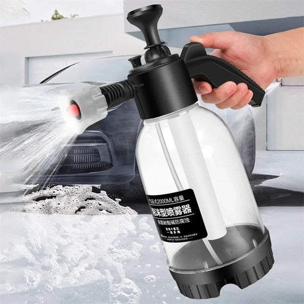 2L large capacity foam car wash spray bottle thickened manual pressure spray bottle powerful car wash water gun watering tool