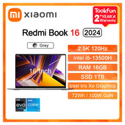 XIAOMI Laptop Redmi Book 16 2024 Refresh RAM 16GB SSD 512GB Intel i5 12450H 13420H 16" Inch FHD Notebook Ultrabook Computer PC