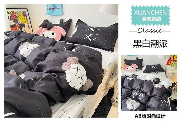 4 stuks/set Kawaii Anime Cartoon Doraemon Beddengoed Quilt Cover Student Beddengoed Zacht Microvezel Bedsprei Lichtgewicht Dekbedovertrek Geschenken