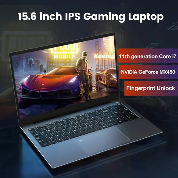 15.6 Inch Gaming Laptop Intel i7 1360P NVIDIA MX550 2G i9 10880H IPS Fingerprint Office Ultrabook Slim Notebook Windows 11 WiFi