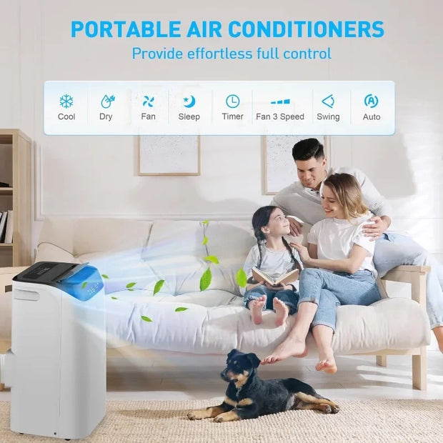 12,000 BTU Portable Air Conditioner Cools Up to 500 Sq.Ft, 3-IN-1 Energy Efficient Portable AC Unit with Remote Control