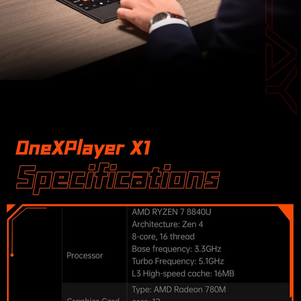 Original OneXPlayer X1 AMD Ryzen 7 8840U Laptop Tablet 3 IN 1 PC Game Console 10.95" Windows 11 Handheld Controllers AI Computer