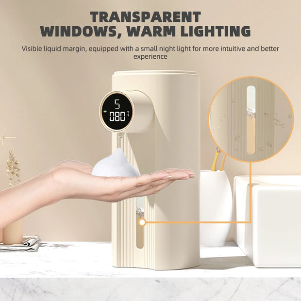 2023 New IPX6 Automatic Foam Soap Dispenser HD LED Display Liquid Soap Dispensers Bathroom Infrared Sensor Hand Washing Machine