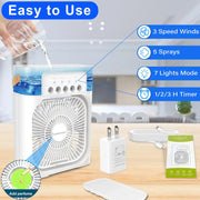 Portable Air Conditioners Fan,Evaporative Air Cooler, Ultra-Quiet Mini Air Cooling Fan 5 Cool Mist Timer for Bedroom Office Desk