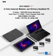 Nieuwe GPD Pocket 3 Mini Laptop PC Intel Core I7 16GB+1TB Pentium 7505 16GB 512GB 8 Inch Win10/11 Modulaire Volledig uitgeruste Handheld