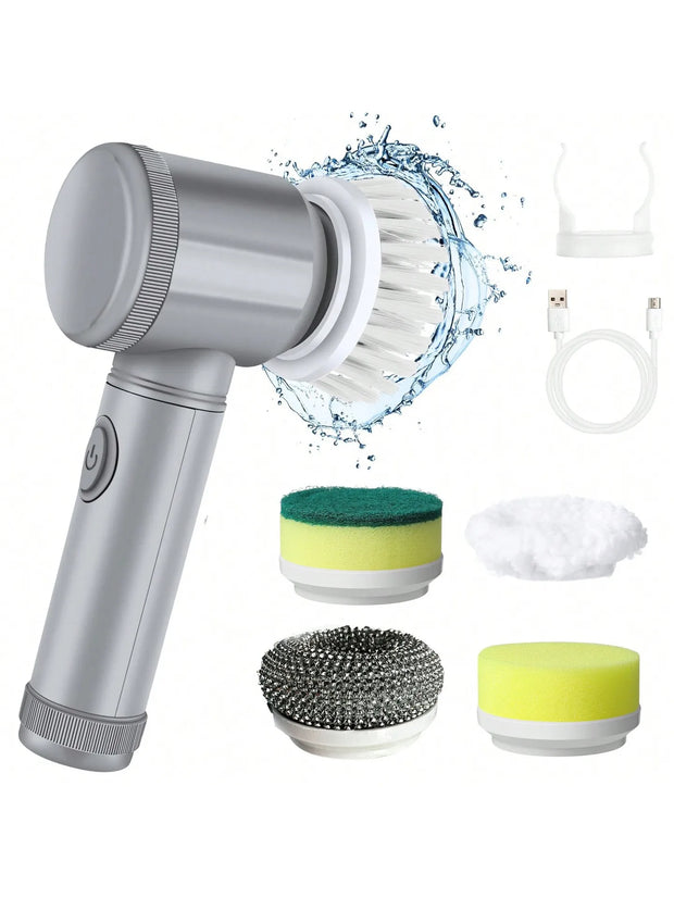 Electric Spin Scrubber LA1 Pro, Cordless Spin Scrubber with 6 Replaceable Brush Heads and Adjustable Extension Handle, Power Cle