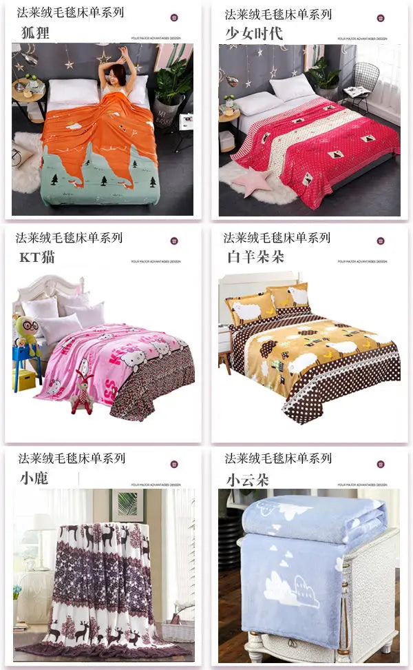 Hello Kitty Four Seasons Blanket Fast Warm Flannel Air Conditioned Blanket Student Dormitory Single Double Blanket Bed Sheet