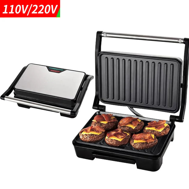 750W Home Kleine Braadstukmachine Hamburger Elektrische Wafel Sandwich Maker Anti-aanbakoppervlak Grill Broodrooster Ontbijtmachine