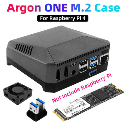 Argon ONE M.2 Case for Raspberry Pi 4 Model B M.2 SATA SSD to USB 3.0 Board Support UASP Built-in Fan Aluminum Case for RPI 4