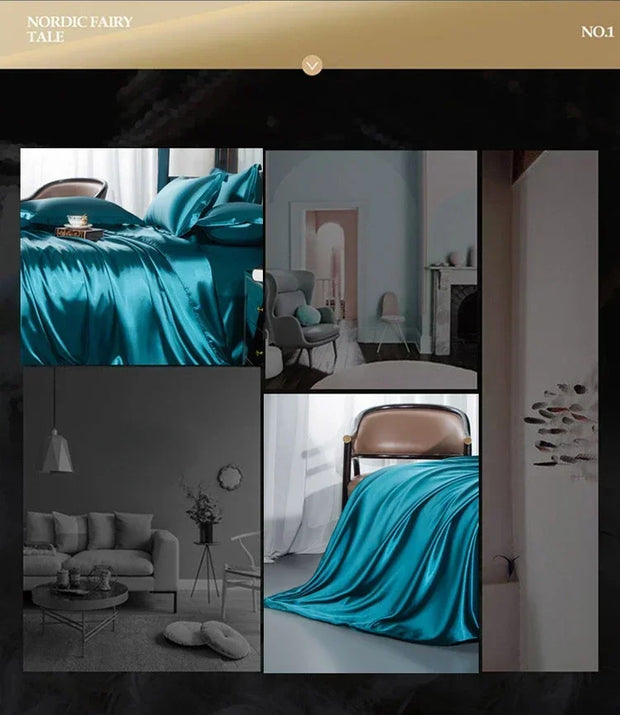 Luxury Satin Bedding Set Duvet Cover with Pillowcase European Style King Queen Size Comfortable Bed Set Bed Covers Linen Sheet