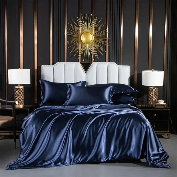 Luxury Satin Bedding Set Duvet Cover with Pillowcase European Style King Queen Size Comfortable Bed Set Bed Covers Linen Sheet