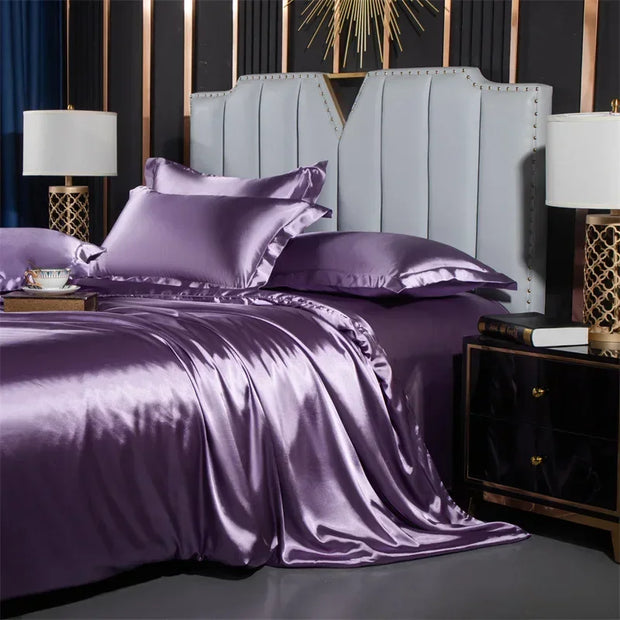 Luxury Satin Bedding Set Duvet Cover with Pillowcase European Style King Queen Size Comfortable Bed Set Bed Covers Linen Sheet