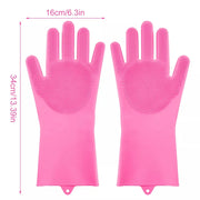 Dishwashing Cleaning Gloves Magic Silicone Rubber Dish Washing Gloves for Household Sponge Scrubber Kitchen Cleaning Tools