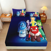 Disney cartoon fitted sheet, inside out cartoon mattress cover, bed sheet with pillowcase, children's bedspread, bedroom décor