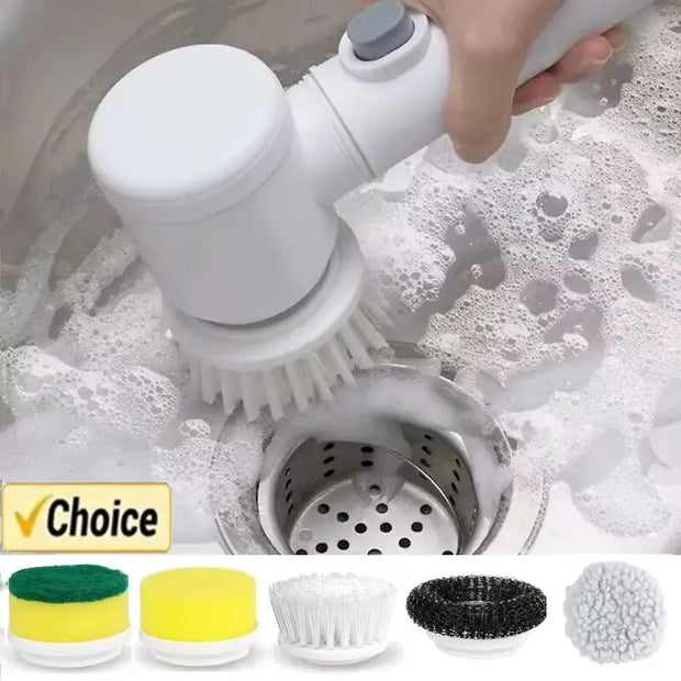 NEW Electric Spin Scrubber,Bathroom Cleaning Brush Power Scrubber with 5 Replaceable Brush Heads, Electric Cleaning Brush