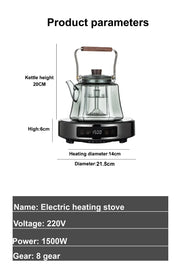 220V Electric Ceramic Stove Tea Stove Electric Hot Plate Heater Stove Heating Furnace Tea Maker 8 Gear Home Water Boiler 1500W