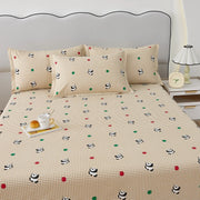 Cartoon Dog Flat Sheet Twin Queen Kawaii Bulldog Puppy Bed Sheet Set 100% Cotton Stripe Paw Print Bed Cover with 2 Pillowcase