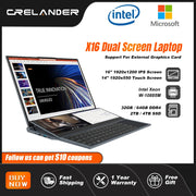 CRELANDER X16 Double Screen Laptops 16 Inch + 14 Inch Touch Screen Intel 10th Windows 11 Portable PC Notebook Computer