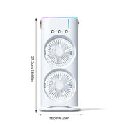 Spray Fan Double-Ended Spray Water Mist Fan Personal Air Cooler With LED Light Portable Conditioner For Bedroom Home Travel