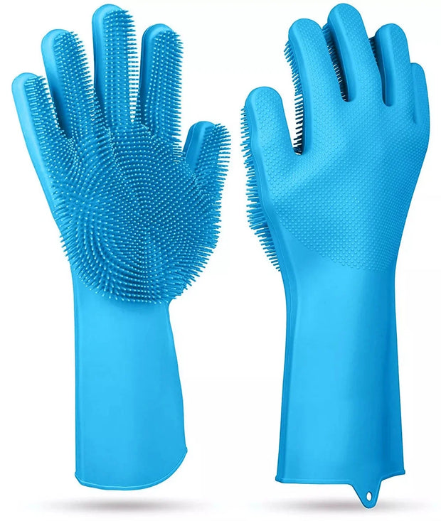 Dishwashing Cleaning Gloves Magic Silicone Rubber Dish Washing Gloves for Household Sponge Scrubber Kitchen Cleaning Tools