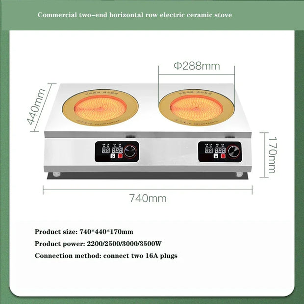 Commercial Induction Cooker Two-head High-power Claypot Stove 3500W Induction Cooker Double-head 2-eye Flat Induction Cooktop