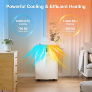 Air Conditioners 14,000 BTU, Cool, Heat, Dehumidifier & Fan 4 in 1 Portable AC Unit, Room Air Conditioners Portable Up