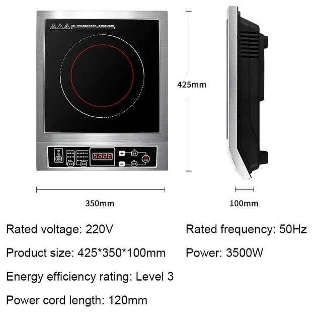 DMWD Commercial 3500W Electromagnetic Induction Cooker Waterproof Hotpot Heating Cooktop Soup Stir-fry Cooking Stove EU US Plug