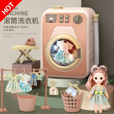 Mini Cleaning Set Small Household Appliances Series Washing Machine Cleaner Play House Doll festival birthday Kid gift Toy