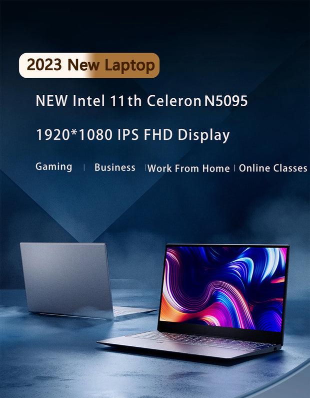 New N5095 Laptop 15.6 Inch IPS Screen 16GB RAM Intel Celeron 11th N5095A Netbook Windows 10 11 Pro Office Notebook Pc Portable