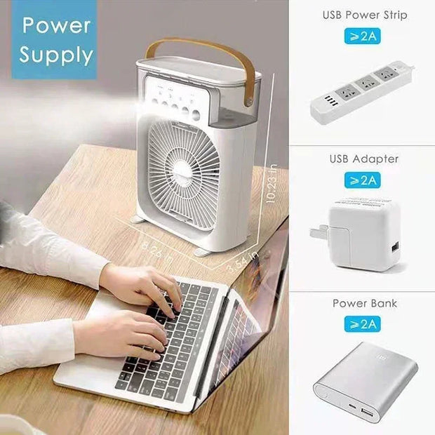 Xiaomi New Mini Portable Fan Air Conditioners USB Electric Fan Air Cooler LED Night Light Water Mist Fun 3 In 1 Air Humidifier