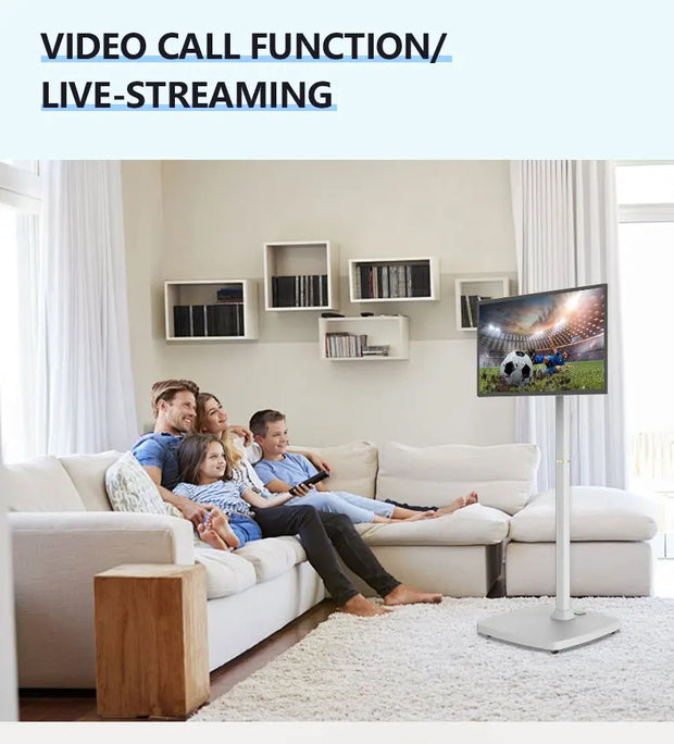 Standby me 22 24 27 32 inch Moving Smart portable Television Monitor Touch Screen Rolling Rechargeable Tv Stand On Wheels