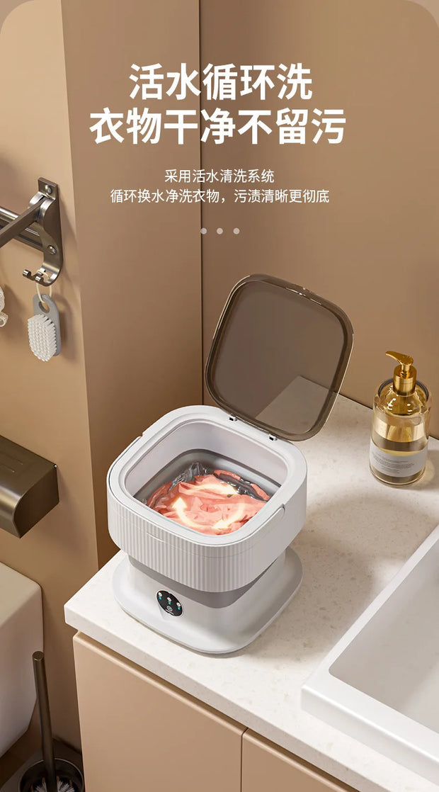 Cross-border folding washing machine dormitory small automatic elution-body machine portable baby underwear mini washing machine