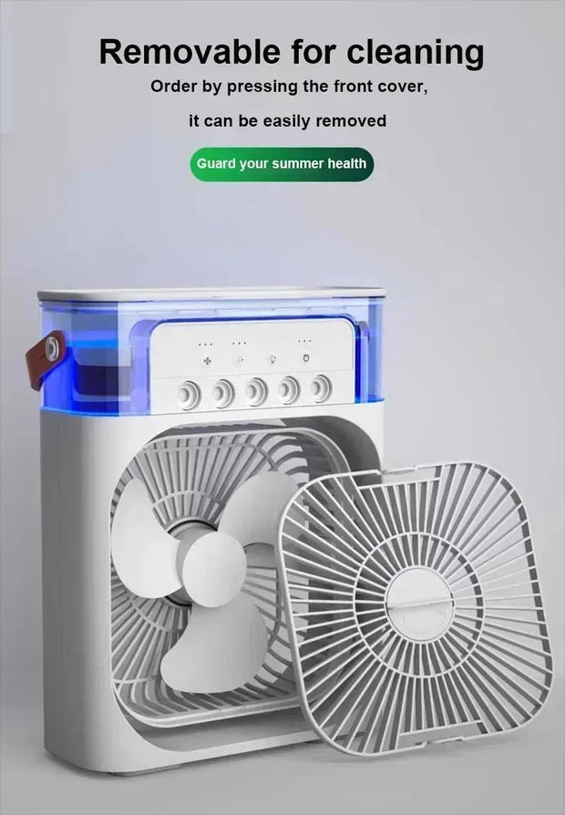 Portable Humidifier Fan Air Conditioners USB Electric Fan LED Night Light Water Mist Fun 3 In 1 Air Cooler Humidifie For Home