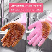 Dishwashing Cleaning Gloves Household Sponge Scrubber  Magic Silicone Rubber Dish Washing Gloves Kitchen Cleaning Tools