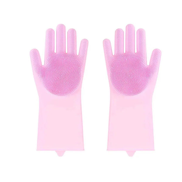 Dishwashing Cleaning Gloves Household Sponge Scrubber  Magic Silicone Rubber Dish Washing Gloves Kitchen Cleaning Tools