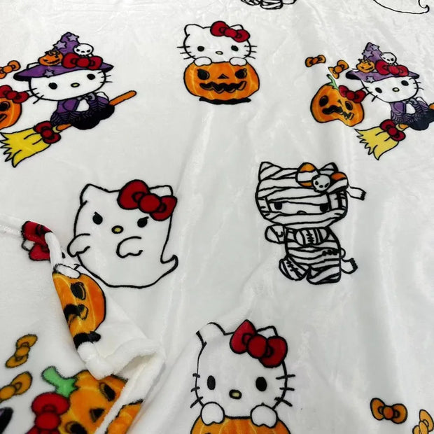 Halloween Ghost Hello Kitty Pluche Deken Sanrio Cartoon Grote Flanellen Deken Katoenen Bank Dutje Deken Bedlaken Kerstcadeau