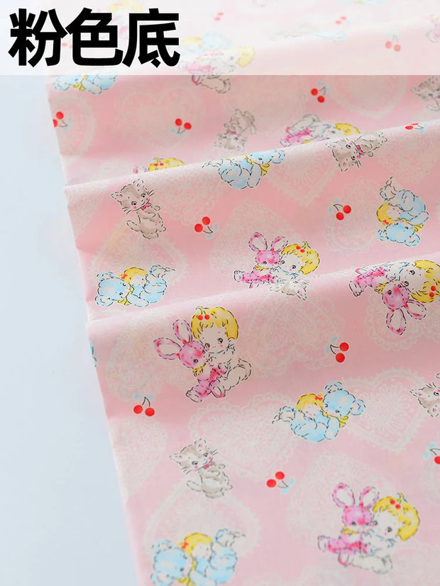 Pure Cotton Fabric Love Animals Baby and Children Cartoon Printed for Sewing Bed Sheet and Quilt Cover Handmade by Half Meter