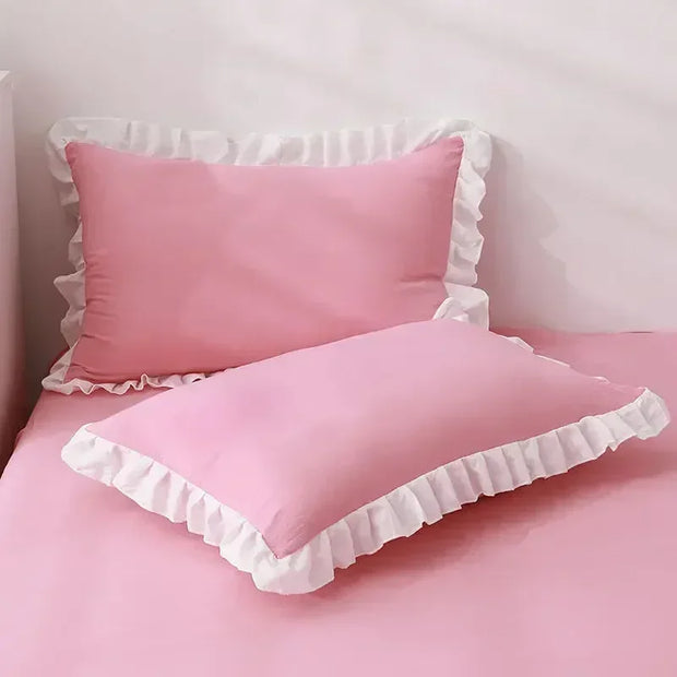 Cute Princess Style Pink Quilt Cover 4-piece Luxury Double Bed Bedding Four-piece Set Duvet Cover Bed Sheet Pillowcase