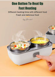 110V/220V Electric Rice cooker Portable Heating Lunch Box with 2/4 Stainless Steel Liner Food Warmer Steamer for Home Office