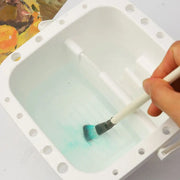 Creative Double Grid Paint Brush Washer with Palette Handheld Type Brush Washing Bucket PP Square Brush Cleaning Tool Art